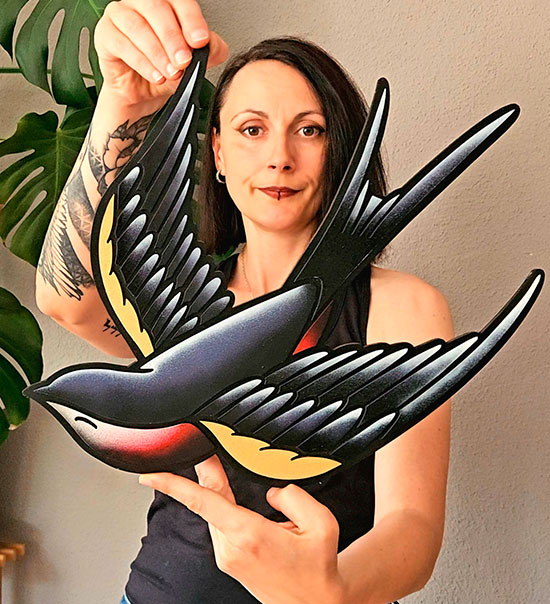 Golondrina - Decoración inspirada en tatuajes Old School