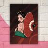 Print de geisha con paraguas, arte inspirado en tatuajes