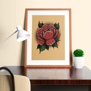 Print de peonía neotradicional a color