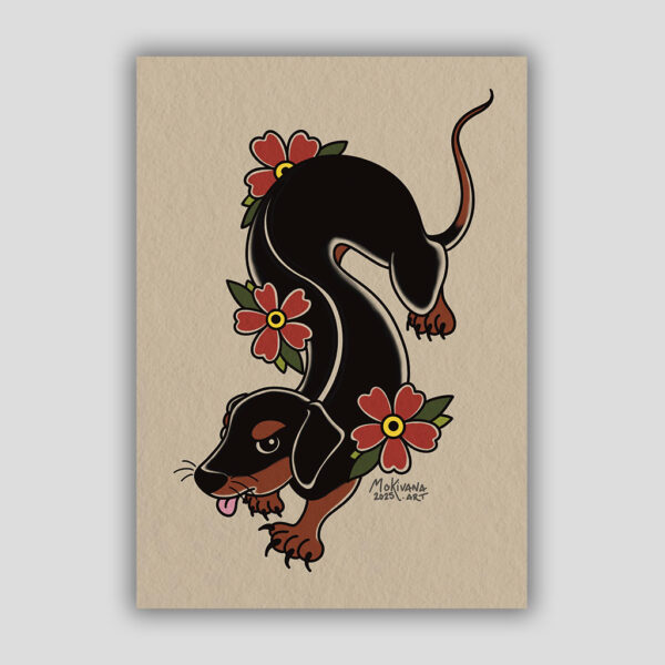 Print Teckel estilo tatuaje