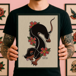 Print Teckel estilo tatuaje