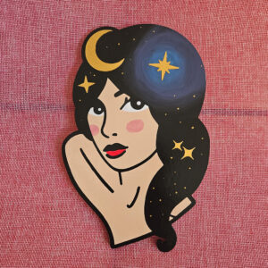 La Noche, arte en madera pintada a mano