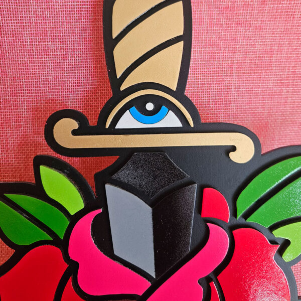 Puñal y rosa decorativa – Diseño Tatuaje Vintage