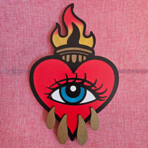 Sagrado corazón - arte en madera pintado a mano