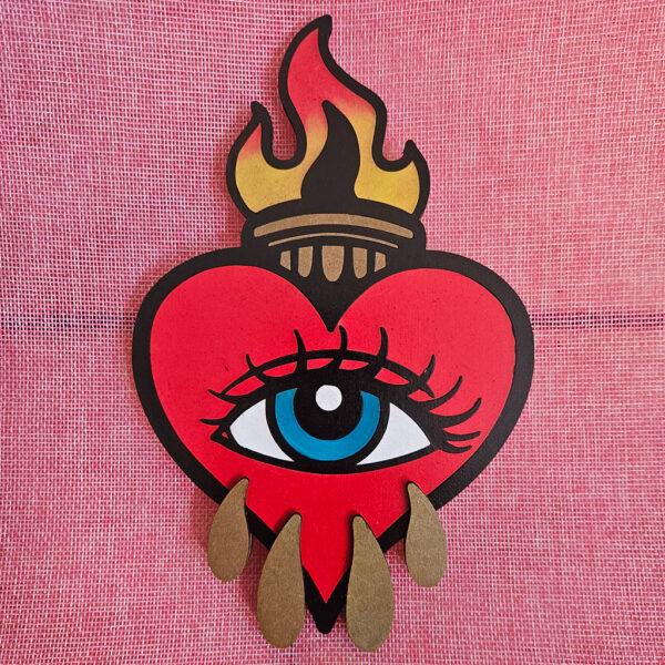 Sagrado corazón - arte en madera pintado a mano